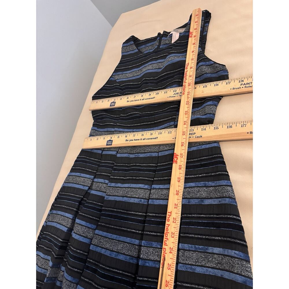 Forever 21 Women Skirt Dress M Sleeveless Pleated Striped Zipper Back Coquette - Picture 10 of 10